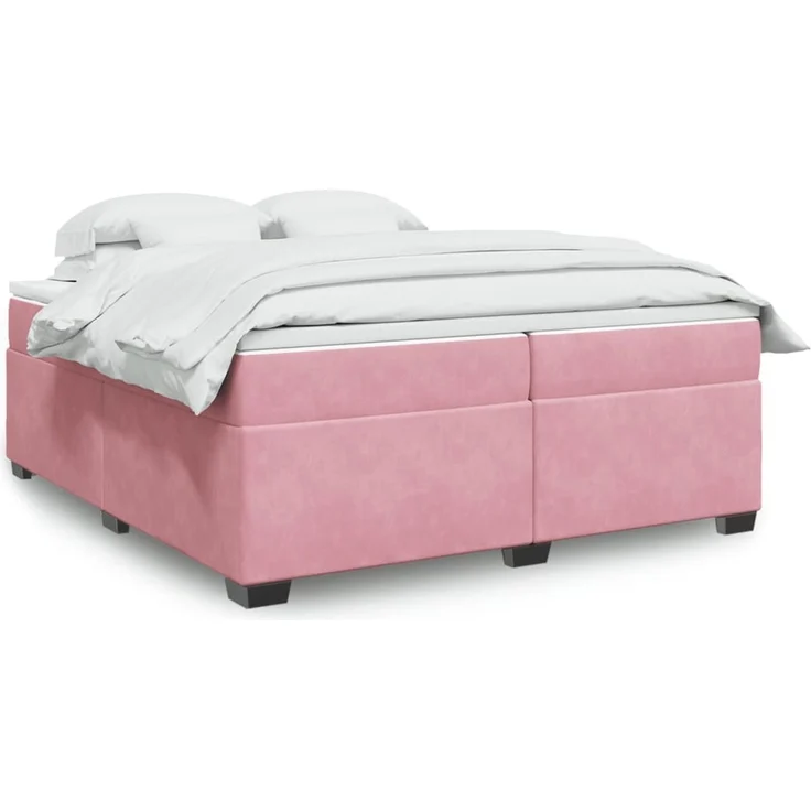 vidaXL Boxspringbett mit Matratze Rosa 200x200 cm Samt 3285310 – Bild 1
