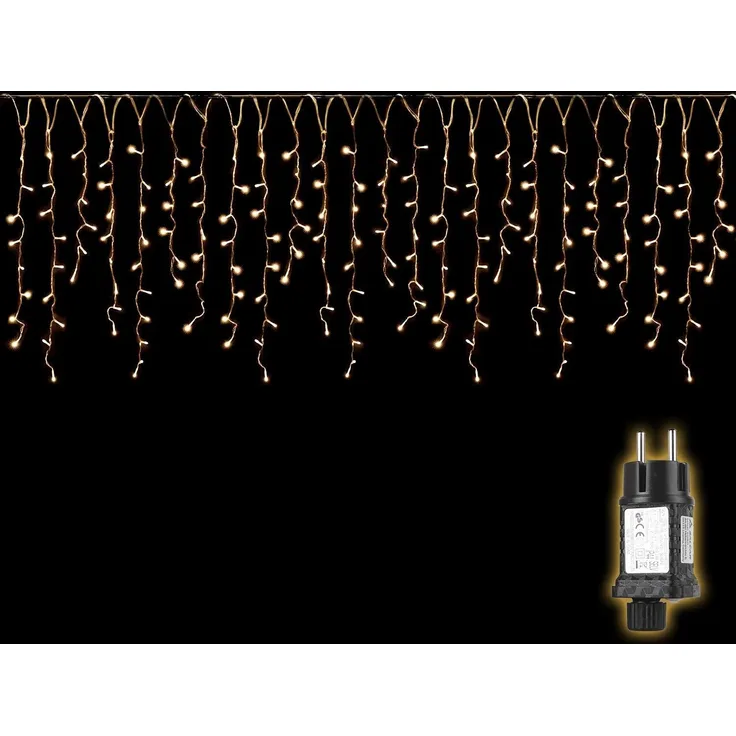 SALCAR LED Eisregen Lichterkette Außen, 200er Lichtervorhang Fenster 8m Weihnachten Beleuchtung (5m Lichterkette + 3m Stromkabel)