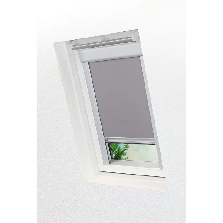 Lysel - Qualitätsdachfensterrollo abdunkelnd hellgrau Rollo geeignet für Velux Dachfenster C 02, (B x H) 38.30cm x 54cm in grau/hellgrau