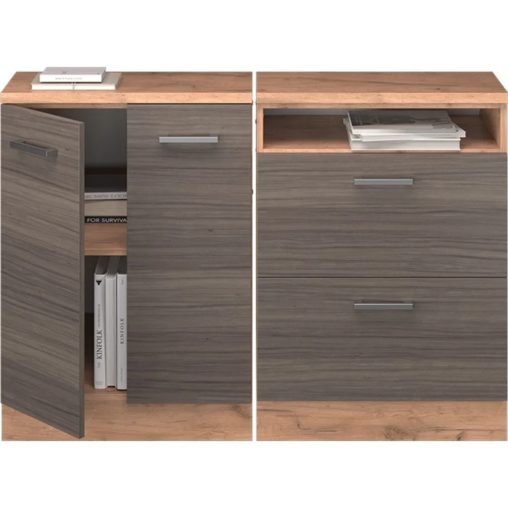 Küchenschrank für Dachschrägen R-Line Edelgrau 120 cm 2er Set Schrankkorpuss 60 cm Tiefe Vicco – Bild 5