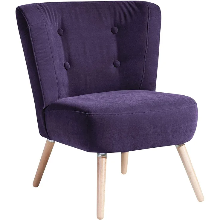 Sessel Kassi Bezug Veloursstoff Buche natur / violett 22389