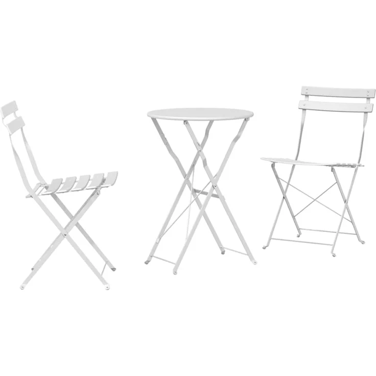 vidaXL Klapp Bistro Set 3 pcs Weiß Stahl 42002968 – Bild 1