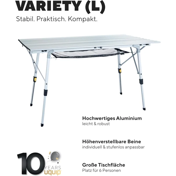 Uquip Variety L Falttisch, 120x70 cm, silber – Bild 3