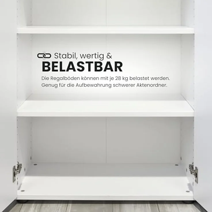 bümö Aktenschrank abschließbar, Büroschrank Holz 80cm breit in Graphit/Ahorn - abschließbarer Schrank mit Aktenregal für's Büro & Arbeitszimmer, Büro Möbel Ordnerschrank mit Schloss, 928T2-G-3-BS – Bild 8