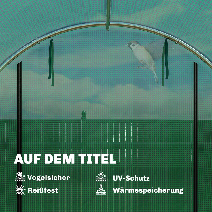 Outsunny Foliengewächshaus, PE, Stahl, Grün, 200L x 300B x 200H cm – Bild 5
