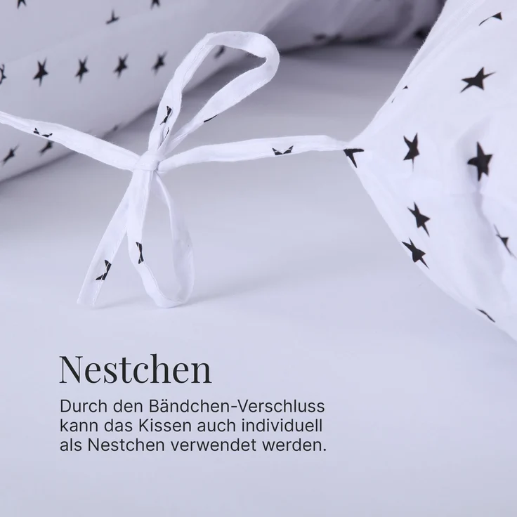 Schwangerschaftskissen - Seitenschläferkissen Weiß ( Sterne Schwarz ) – Bild 4