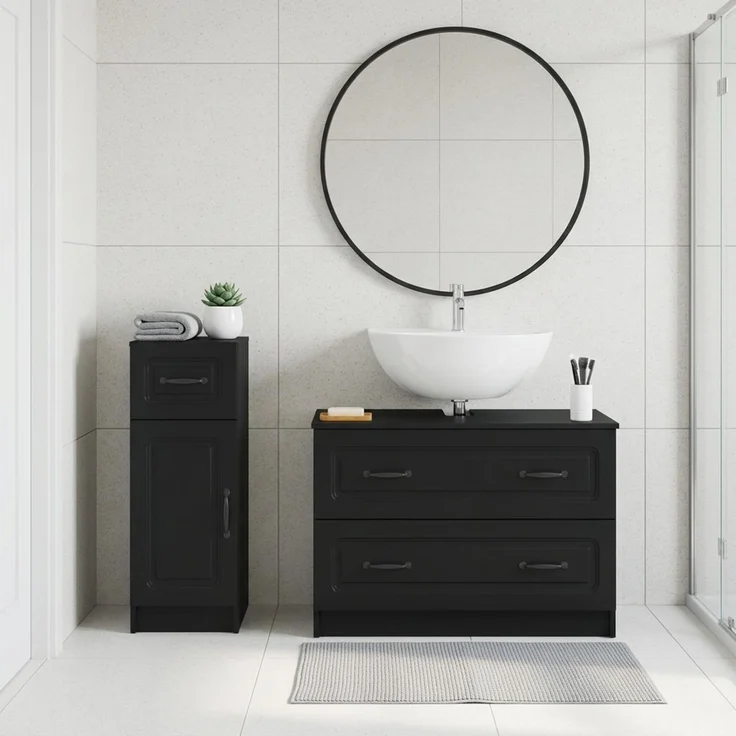 vidaXL 2-teiliges Badezimmer Schrank Set UTRECHT Schwarz Holzwerkstoff 3417730 – Bild 1