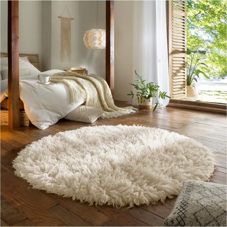 TaraCarpet Flokati-Teppich TaraCarpet Flokati Diana aus Schurwolle, rund, Höhe: 45 mm, Schafwollteppich Langflor Wohnzimmer Schlafzimmer Esszimmer 100 rund