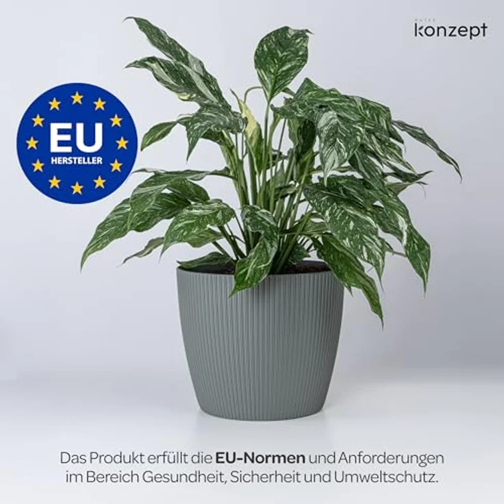 KONZEPT Blumentopf groß, gerillte Struktur 26/30cm, Übertöpfe für Zimmerpflanzen, aus Kunststoff ideal für Wohnzimmer, Küche und Balkon – Bild 9