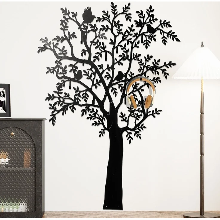 DESVIAE Kleiderständer zur Wandmontage mit 8 Haken aus Metall Schwarz, 120 x 5 x 175 cm – Bild 2