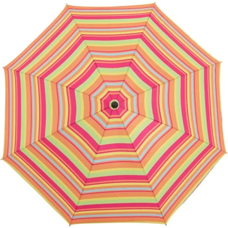 Derby Strandschirm Como, Bunt gestreift, 165 cm, mit witterungsbeständigem Stahlgestell und Lichtschutzfaktor 50+