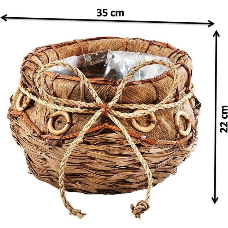 Kobolo Pflanzkübel Übertopf 2er Set Blumentöpfe Pflanzschalen Kokosblatt 2x 35x22 cm – Bild 2