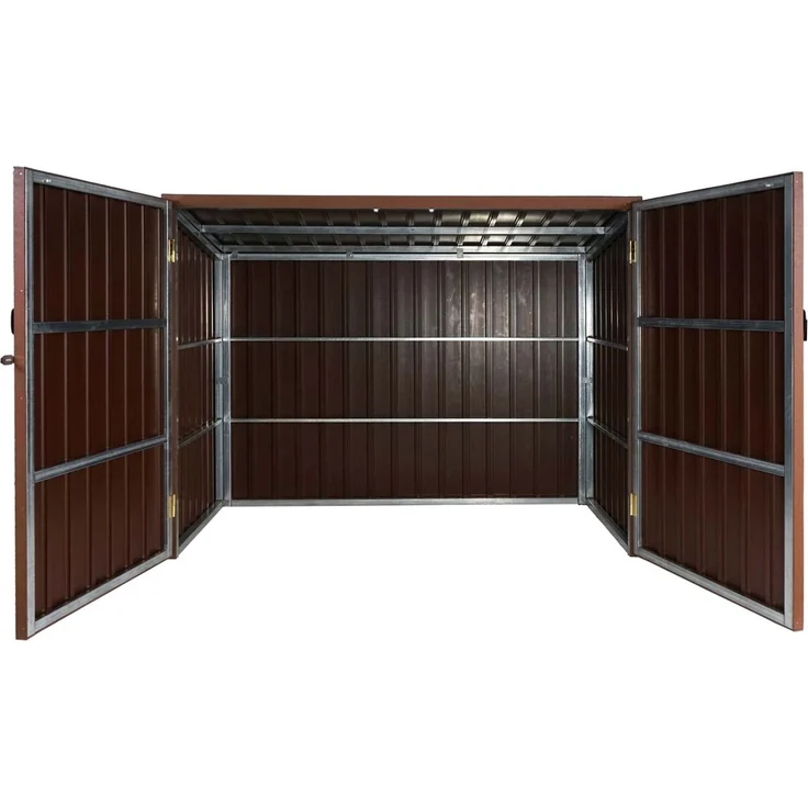 WPC-Fahrradgarage HWC-J29, Geräteschuppen Fahrradbox, Metall Holzoptik abschließbar ~ 2 Räder 172x213x112cm braun – Bild 4
