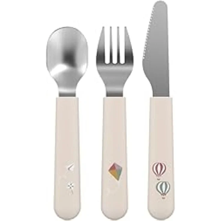 Mepal - Kinderbesteck 3-teiliges Set Mio - Kinderbesteck - Kinderbesteck ab 12 Monate - Inklusive Messer, Gabel & Löffel - 3er Set - Sunshine & Rainbow – Bild 1