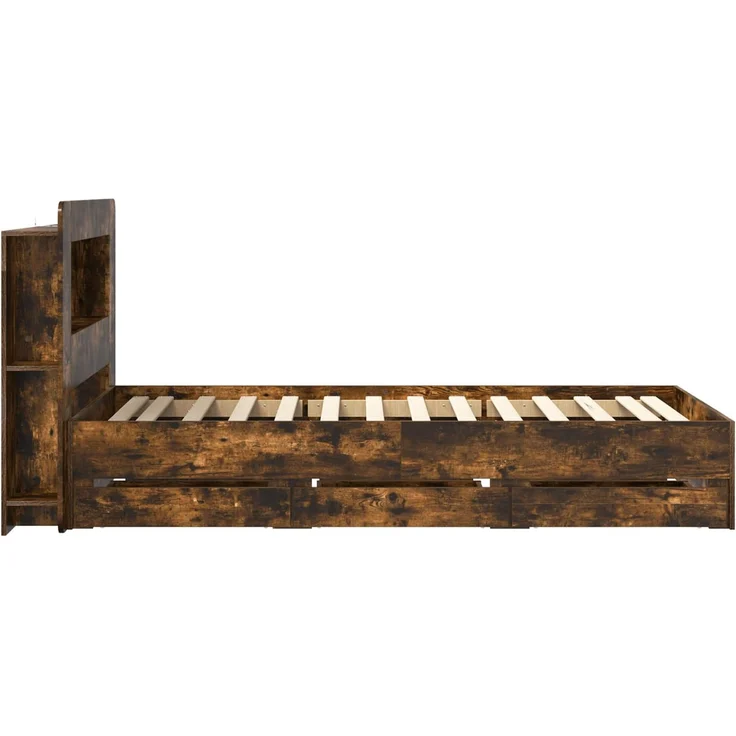 vidaXL Bettgestell mit Stauraum und Kopfteil Räuchereiche 80 x 200 cm 3434001 – Bild 5