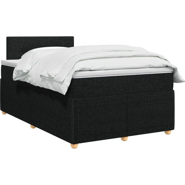 vidaXL Boxspringbett mit Matratze Schwarz 120 x 200 cm Stoff 3451442 – Bild 3