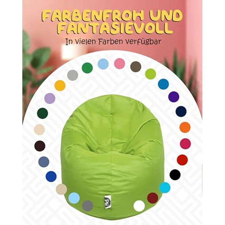 PATCH HOME 2-in-1 Sitzsack Sessel - Gaming Bean Bag mit Reißverschluss - Bereits befüllt, Ergonomisch & Robust für Kinder & Erwachsene - Indoor & Outdoor, Wetterfest (Kiwigrün, 155cm) – Bild 9