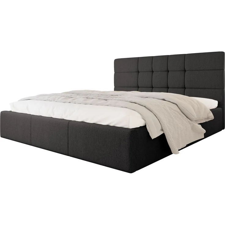 Polsterbett Komasan mit Lattenrost, Grau, 180x200 cm, Lattenrost aus Holz