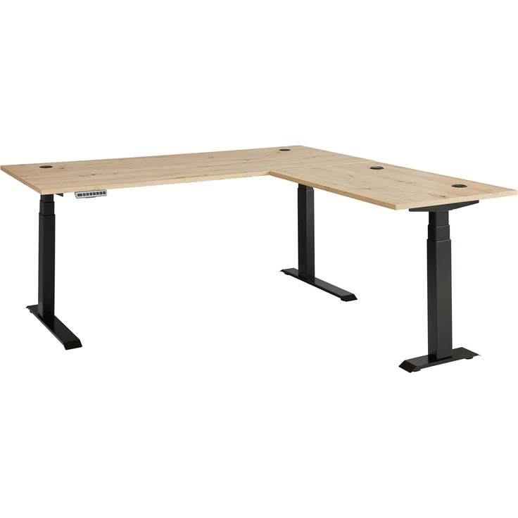 Eckschreibtisch >Memphis< höhenverstellbar, Artisan Eiche Dekor - 185x64/129x177 (BxHxT) – Bild 10