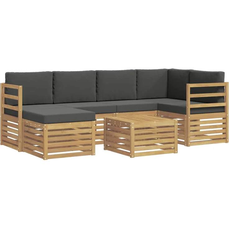 vidaXL Outdoor-Sofagarnitur 7 stk. 5-Sitzer Weiß und Anthrazit 3392137 – Bild 2