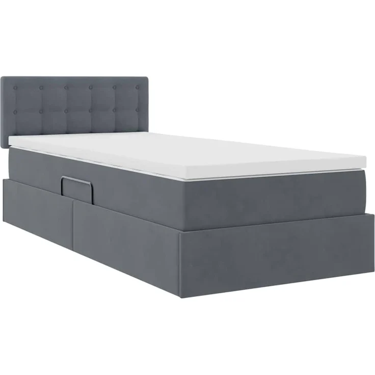 vidaXL Aufbewahrungsbett mit Kopfteil Dunkelgrau 90 x 200 cm Samt 3370852 – Bild 5