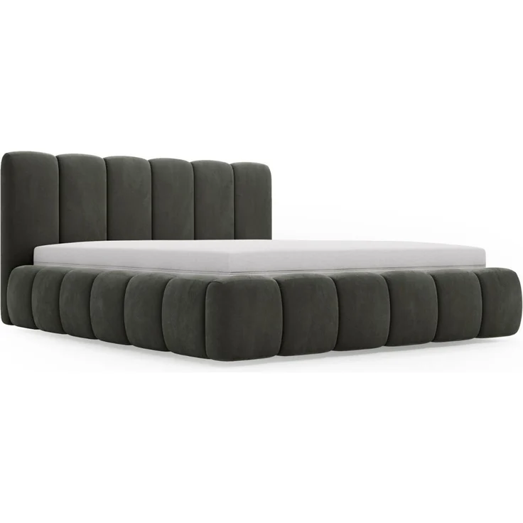 GRAINGOLD Cloud Bett 160x200, Polsterbett ohne Bettkasten, Velvet-Stoff, mit Lattenrost, Dunkelgrau – Bild 2