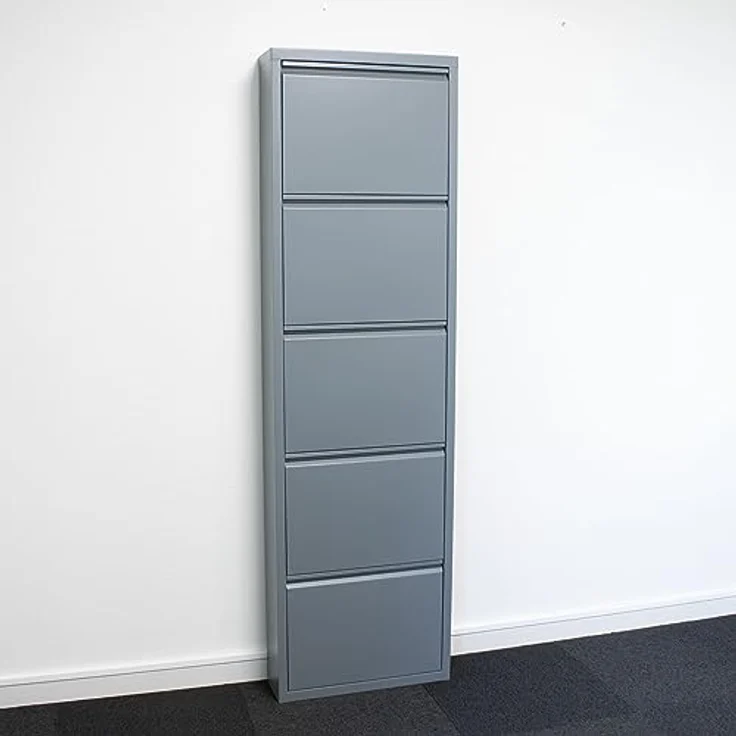 ebuy24 Pisa Schuhkipper, Grau, Holzwerkstoff, 15 Klappen, 150x173x16 cm, Schuhaufbewahrung für Garderobe – Bild 2