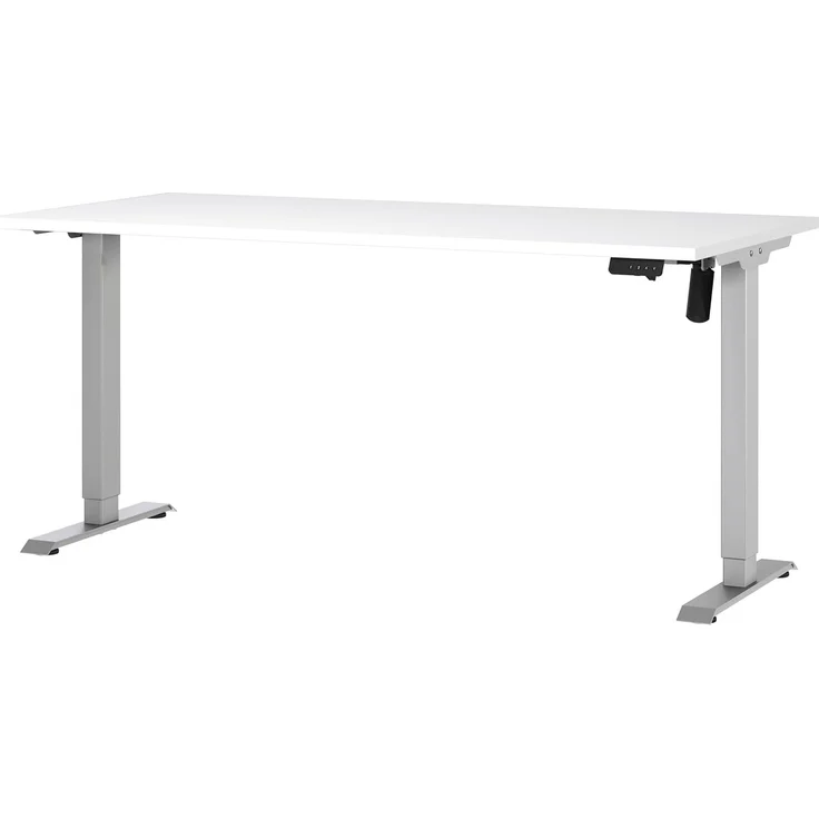 Germania Schreibtisch 8024-639, in Weiß/Silber, elektr. höhenverstellbar, 160 x 119 x 80 cm (BxHxT) – Bild 1