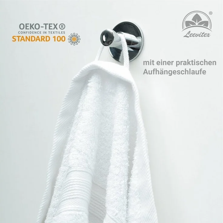 leevitex® Duschtuch 2er Set Duschtuch Frottier XL, 70 x 140 cm, saugfähig und fusselfrei, gestreifte Bordüre – Bild 3