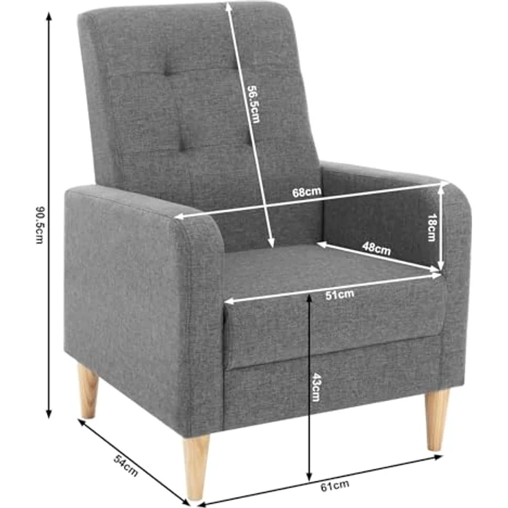 Woltu Ohrensessel (1-St), Relaxsessel mit Massivholzbeinen, Loungesessel modern – Bild 4