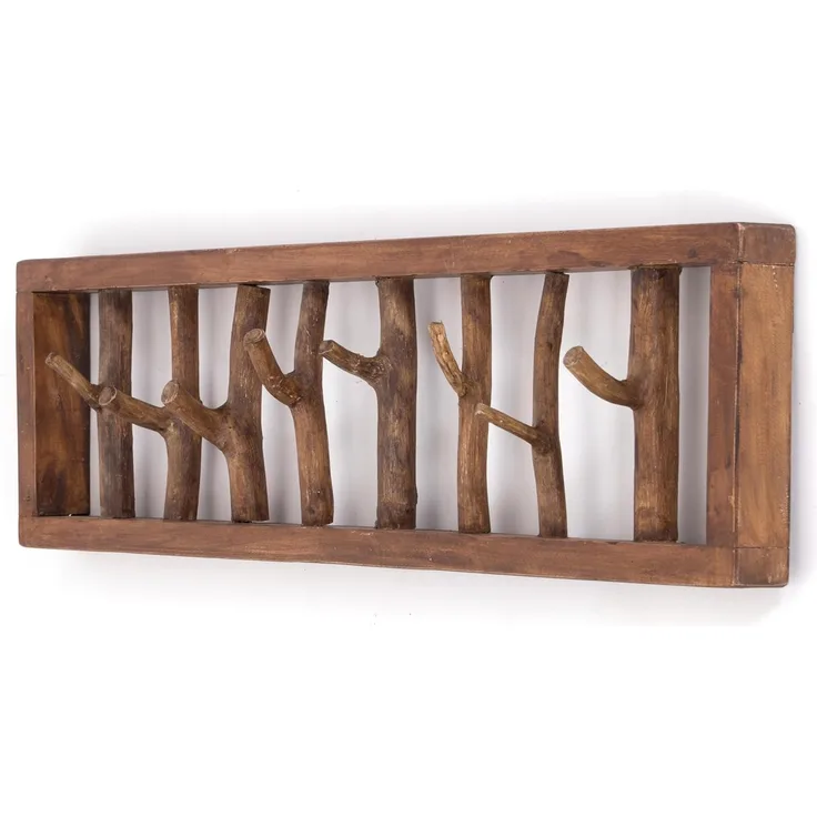 DESIGN DELIGHTS Wandgarderobe WANDGARDEROBE AST-HAKEN, 82x22cm, Altholz, Shabby Chic Kleiderhaken
