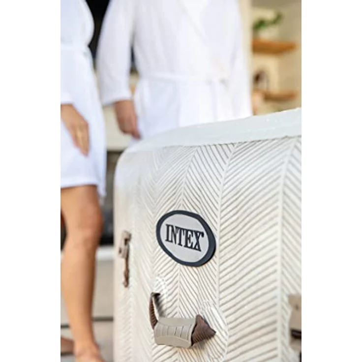 INTEX Quadratisches aufblasbares Spa Chevron Blasen - 4-Sitzer mit 140 Luftblasendüsen, 795L Kapazität, WLAN-Display und Chlorinator – Bild 5