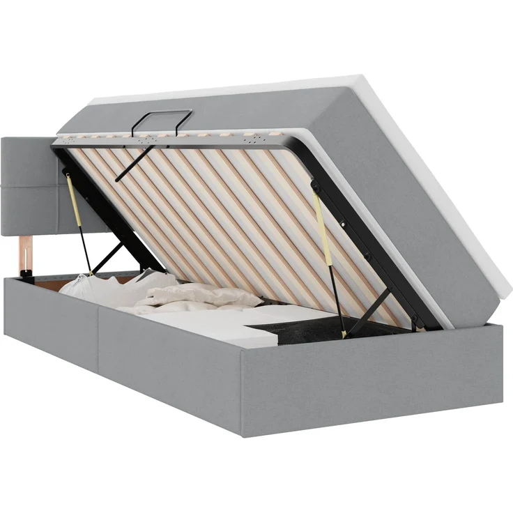 vidaXL LED-Speicherbett mit Matratze Hellgrau 100 x 200 cm Stoff 3371124 – Bild 2