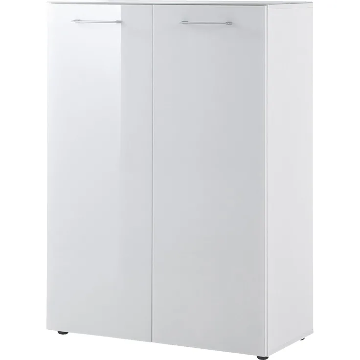 Schuhschrank 3761 SCALEA Kommode in Glas weiß Lack von Germania 88x120
