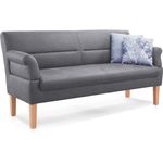 CAVADORE 3-Sitzer Kira, Sitzbank für Küche, Esszimmer oder Wohnküche in Büffellederoptik, Inkl. Armteilverstellung und Federkern, 189 x 94 x 81, Mikrofaser: hellgrau