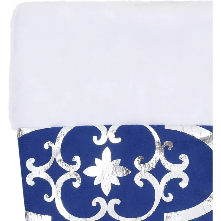 vidaXL Luxus-Weihnachtsbaumdecke mit Socke Blau 150 cm Stoff 330280 – Bild 4