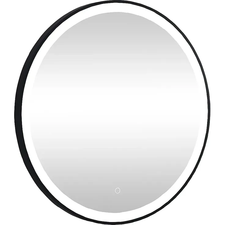 Vente-unique - Badezimmerspiegel rund mit LED-Beleuchtung - D 80 cm - Schwarz - NUMEA
