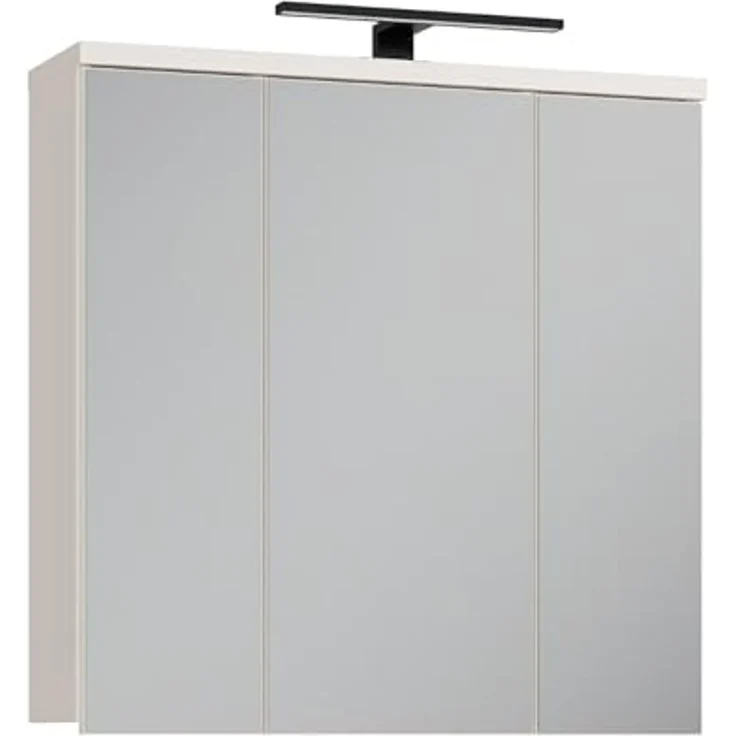 Forte VERIS Hängeschrank 70, Schlichter Badschrank mit Spiegel, 3-türig, Wandmontage, Badezimmer, Holzwerkstoff, Kaschmir Beige, 68,6 cm breit x 68,1 cm hoch x 20 cm tief – Bild 1