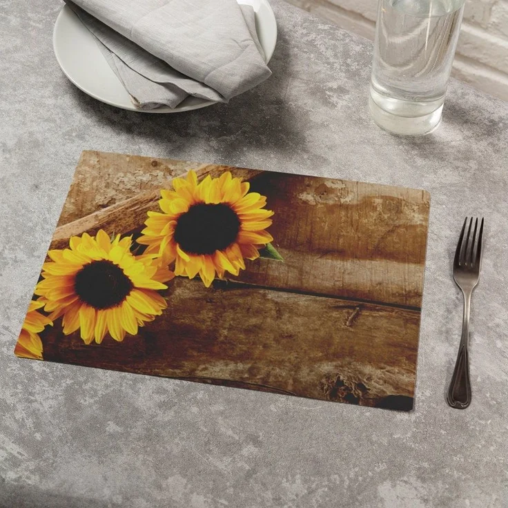 matches21 HOME & HOBBY Platzset Abwaschbare Tischsets 6er Set Sommer Sonnen-Blumen, (6-St), Platzsets als Tisch-Untersetzer und Tisch-Deko für Esstisch Teller – Bild 3