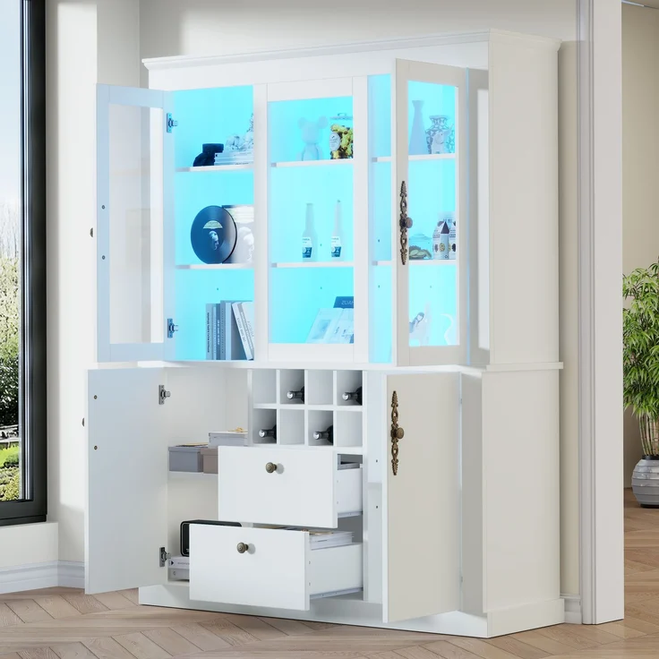 ZUBALIYA Schrank mit LED-Beleuchtung mit Schubladen in Weiß, ideale Lösung für kleine Räume, robuste Verarbeitung, langlebige Materialien, einfache Selbstmontage, mit verständlicher Aufbauanleitung – Bild 6