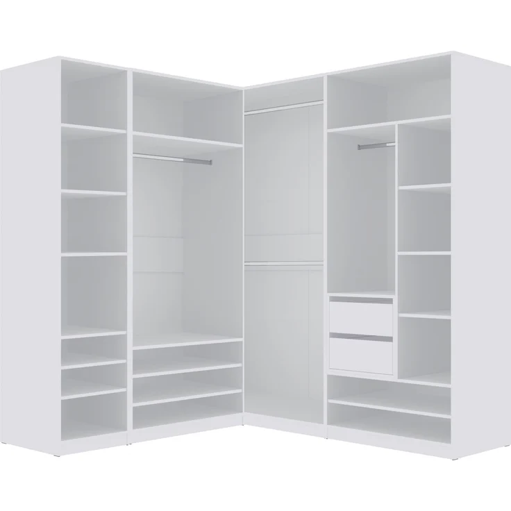 Marmex Möbel TRES SET B(B) Garderobenschrank-Set für Kleidung, Schuhe, offener Kleiderschrank mit Regalsystem, laminierte Spanplatte, weiß, 320x206x51 cm – Bild 7
