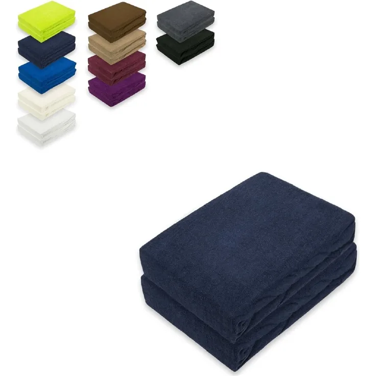 Doppelpack Frottee Spannbettlaken 60 - 70 x 140 cm Navyblau
