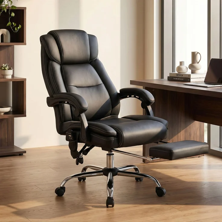 HOMCOM Bürostuhl mit Massagefunktion, Polyurethan, Schwarz, 72L x 67B x 111-119H cm – Bild 9