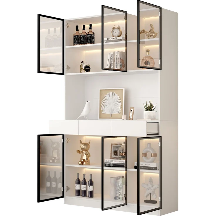 ZUBALIYA Schrank mit LED-Beleuchtung in Weiß, ideale Lösung für kleine Räume, robuste Verarbeitung, langlebige Materialien, einfache Selbstmontage, mit verständlicher Aufbauanleitung, si. (Modell 4) – Bild 5