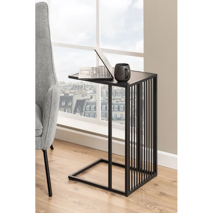 Beistelltisch >Strington< in schwarz, MDF, Stahl - 35x63x43cm (BxHxT) – Bild 2
