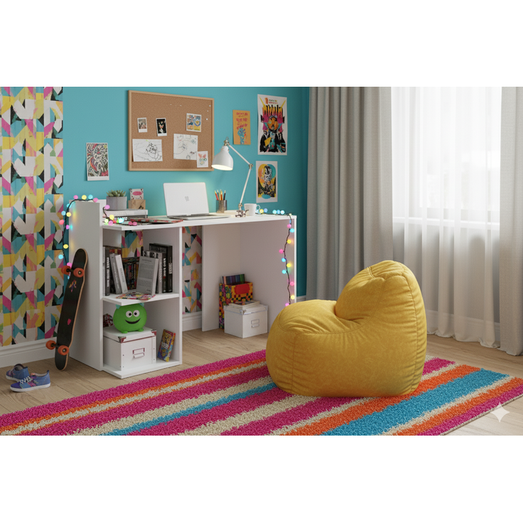Shefa Schreibtisch Line Iris Weiß - Moderner Computertisch & Bürotisch – Bild 5