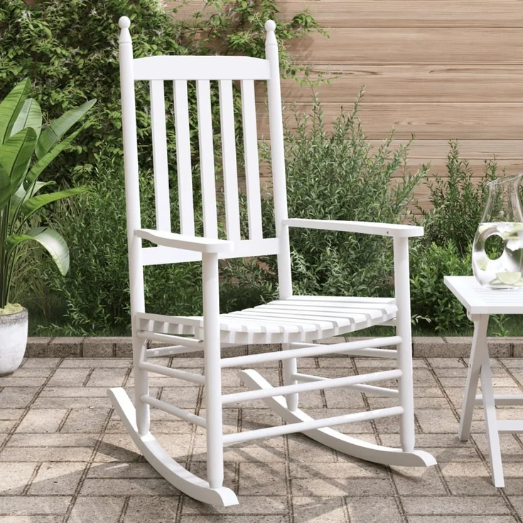 vidaXL Schaukelstühle mit Gebogenen Sitzen 2 Stk Weiß Massivholz Tanne 3281588 – Bild 1