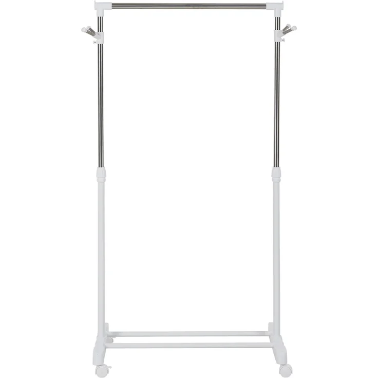 MELAYR, Rollbarer Garderobenständer, höhenverstellbar, mit unterer Ablage, 4 Räder, Weiß, 68.5 x 42 x 145 cm – Bild 2
