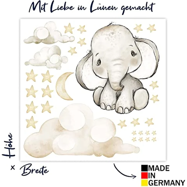 WANDKIND Wandtattoo Elefant auf der Wolke V337 (Elefant), Wieder ablösbar – Bild 3