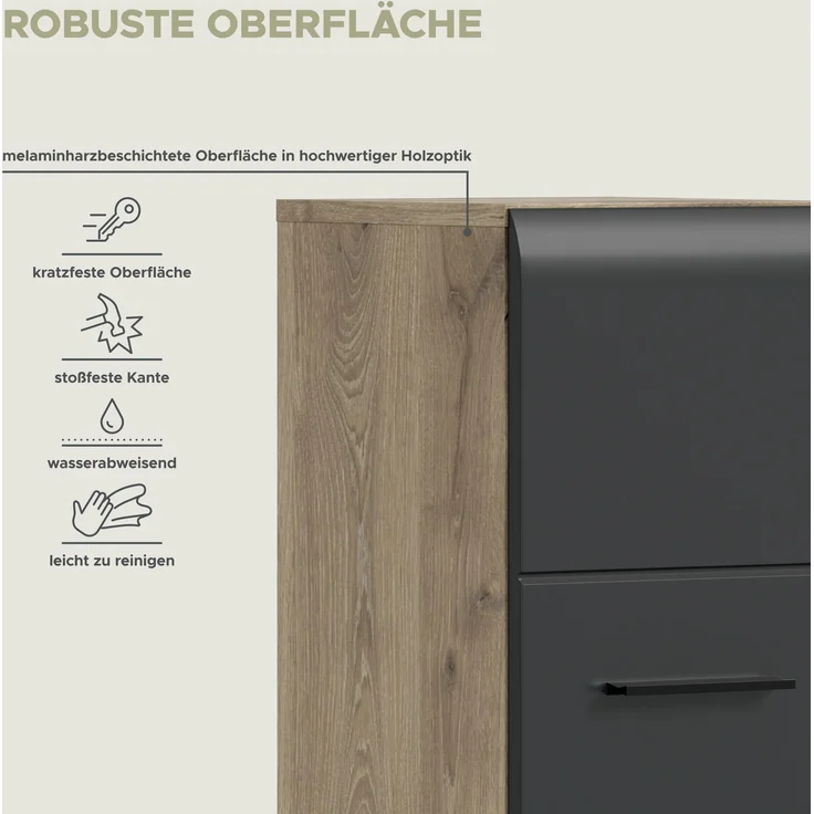 Stauraumtype (B/H/T: 30x106x30 cm) in schwarz matt und Nox Oak Nachbildung – Bild 13